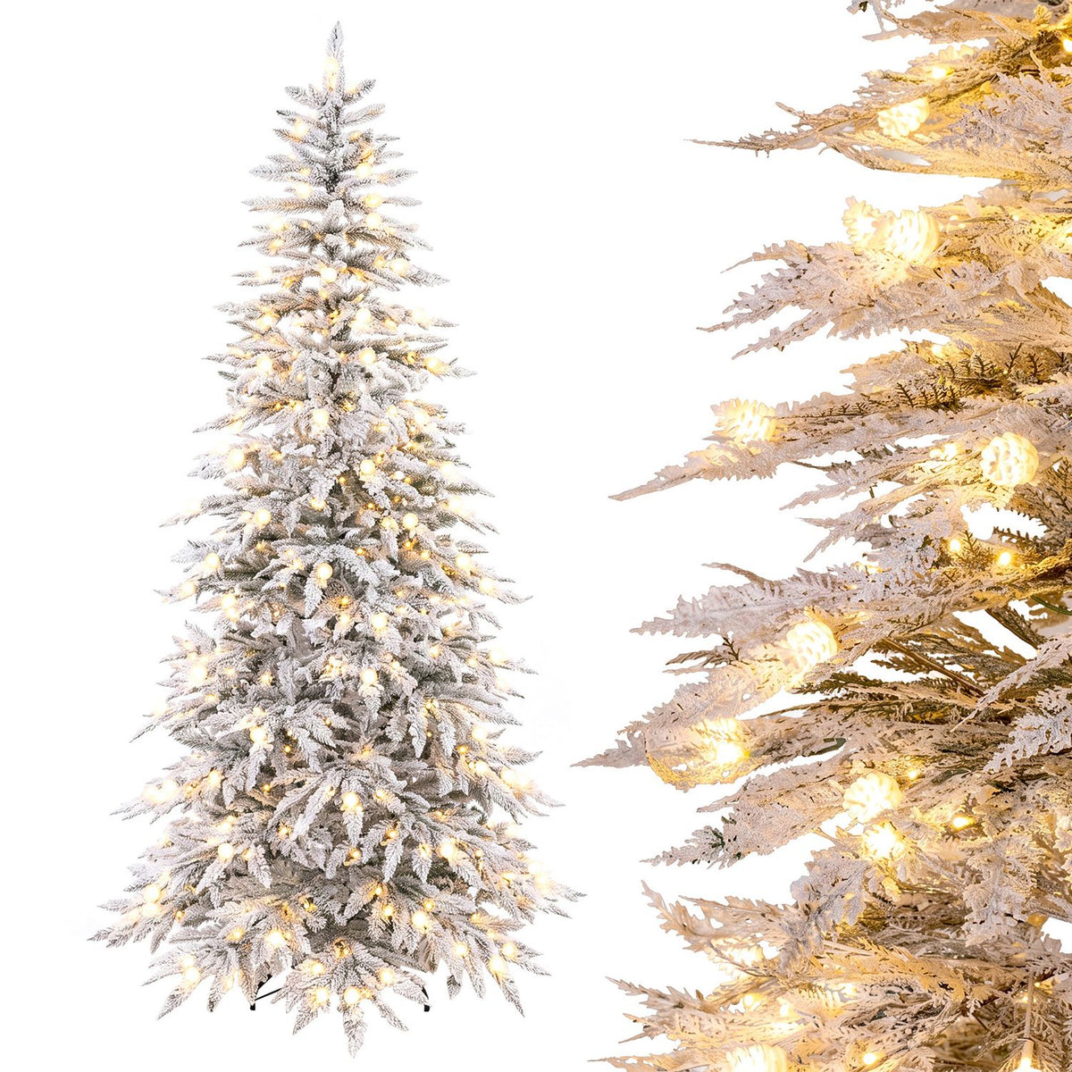 Pre-Lit Artificial Christmas Tree with 280/350/440 Warm White LED Lights and 8-Mode