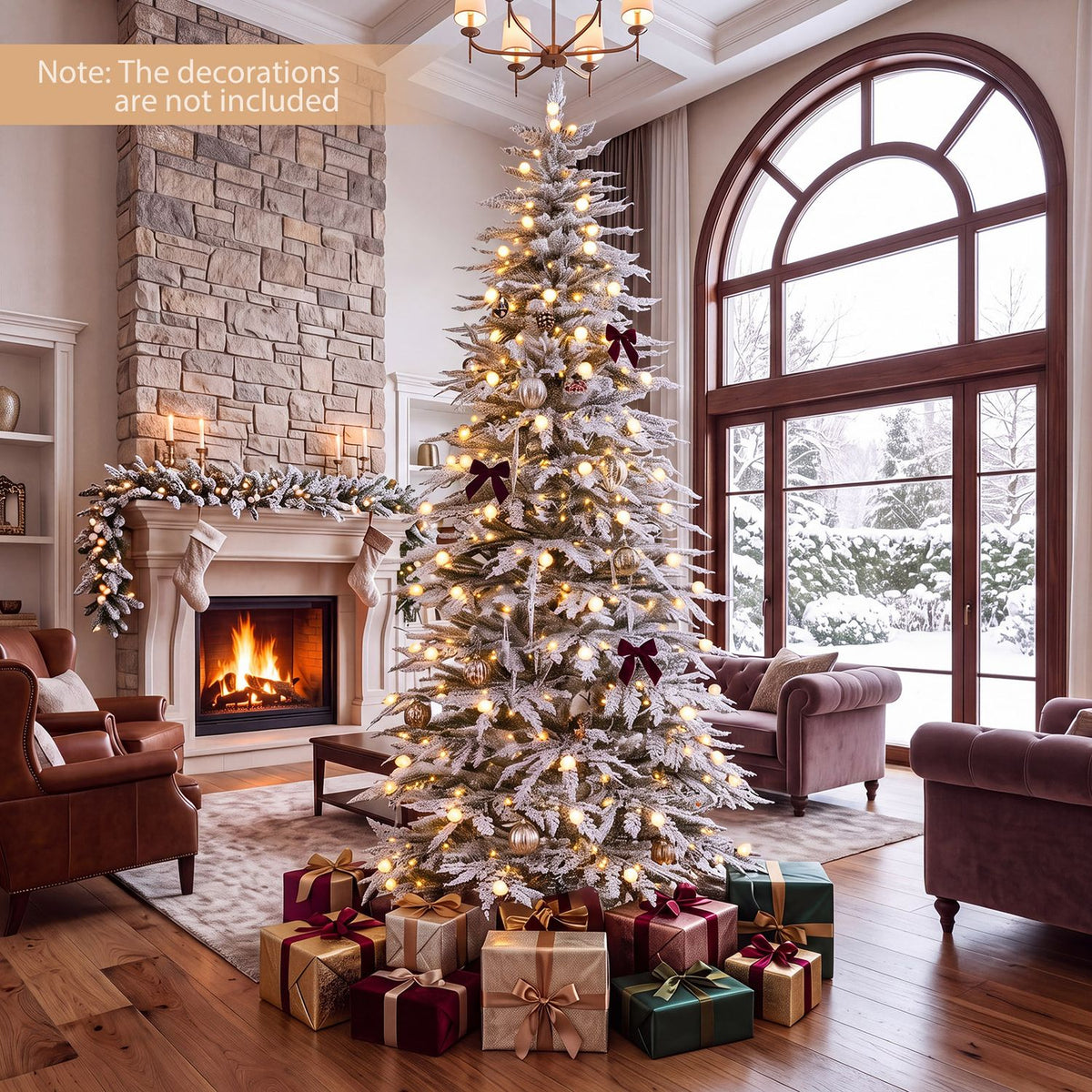 Pre-Lit Artificial Christmas Tree with 280/350/440 Warm White LED Lights and 8-Mode