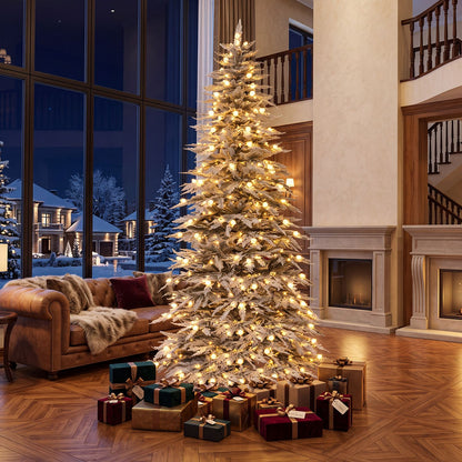 Pre-Lit Artificial Christmas Tree with 280/350/440 Warm White LED Lights and 8-Mode