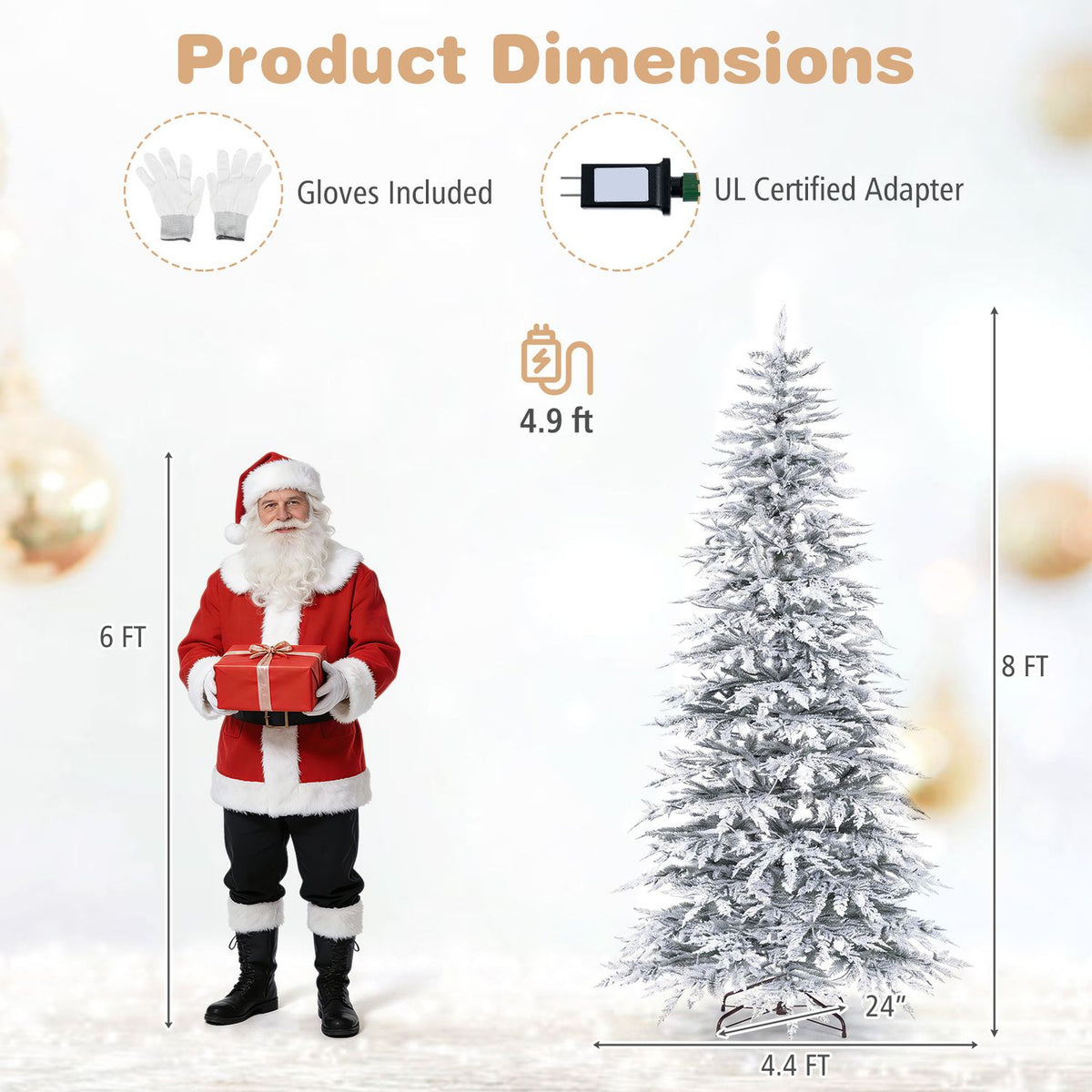 Pre-Lit Artificial Christmas Tree with 280/350/440 Warm White LED Lights and 8-Mode