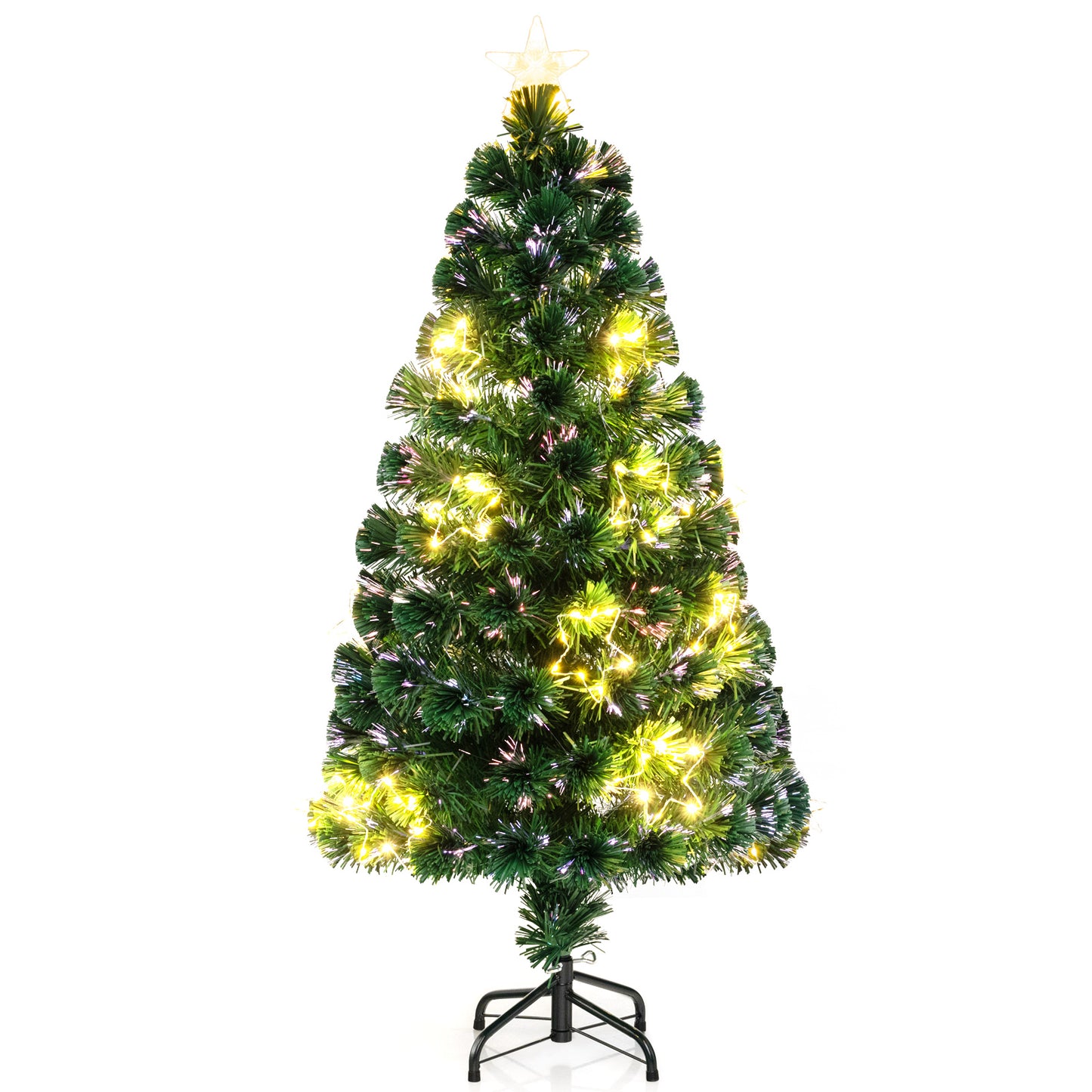 Pre-Lit Artificial Xmas Tree with Top Star and Branch Tips-4 FT - 4 Ft