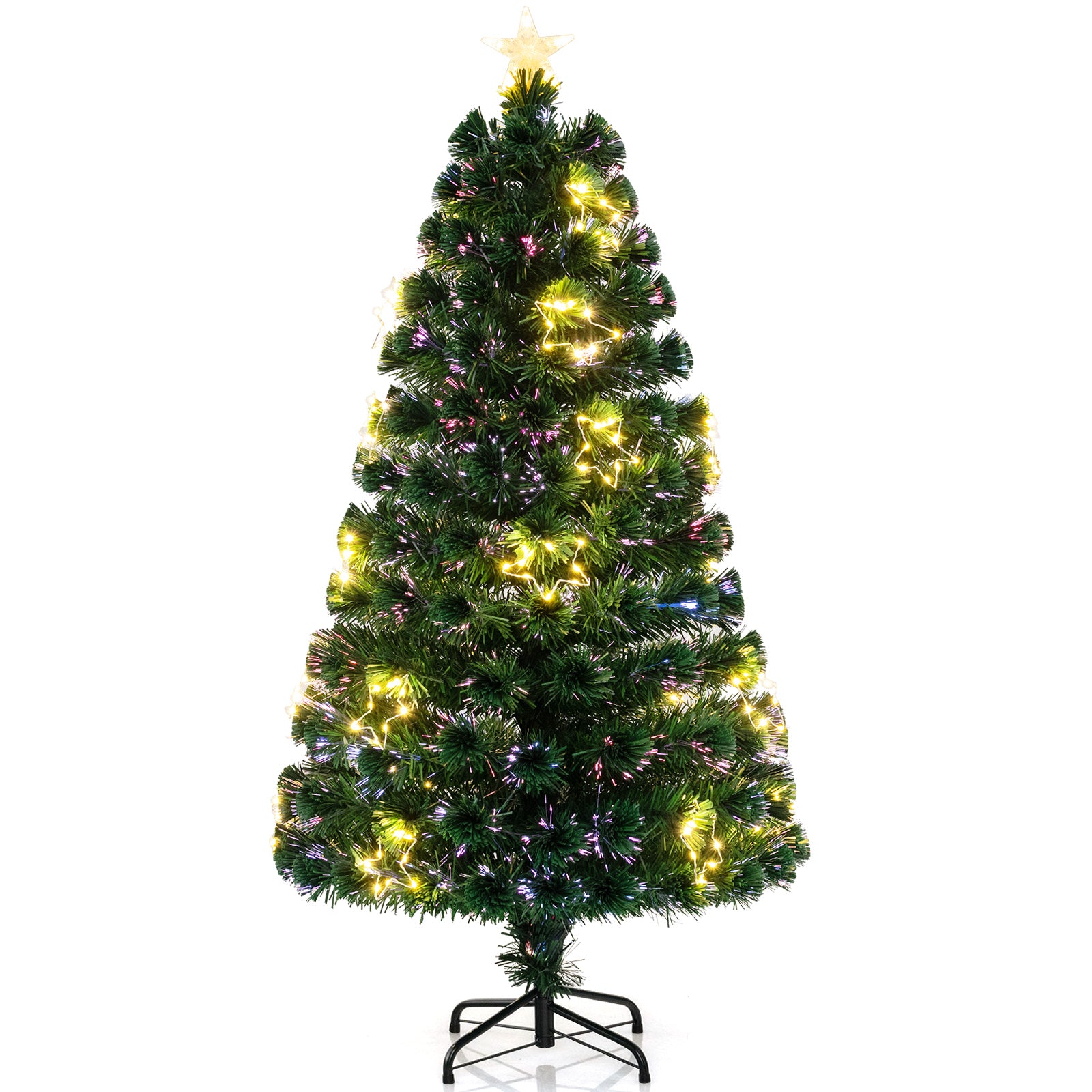 Pre-Lit Artificial Xmas Tree with Top Star and Branch Tips-4 FT - 5 Ft
