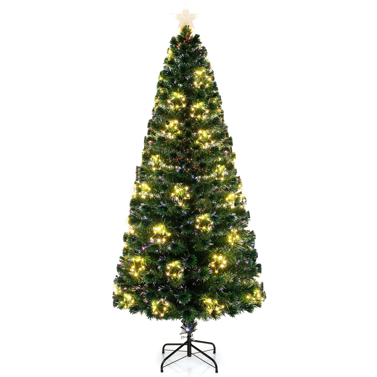 Pre-Lit Artificial Xmas Tree with Top Star and Branch Tips