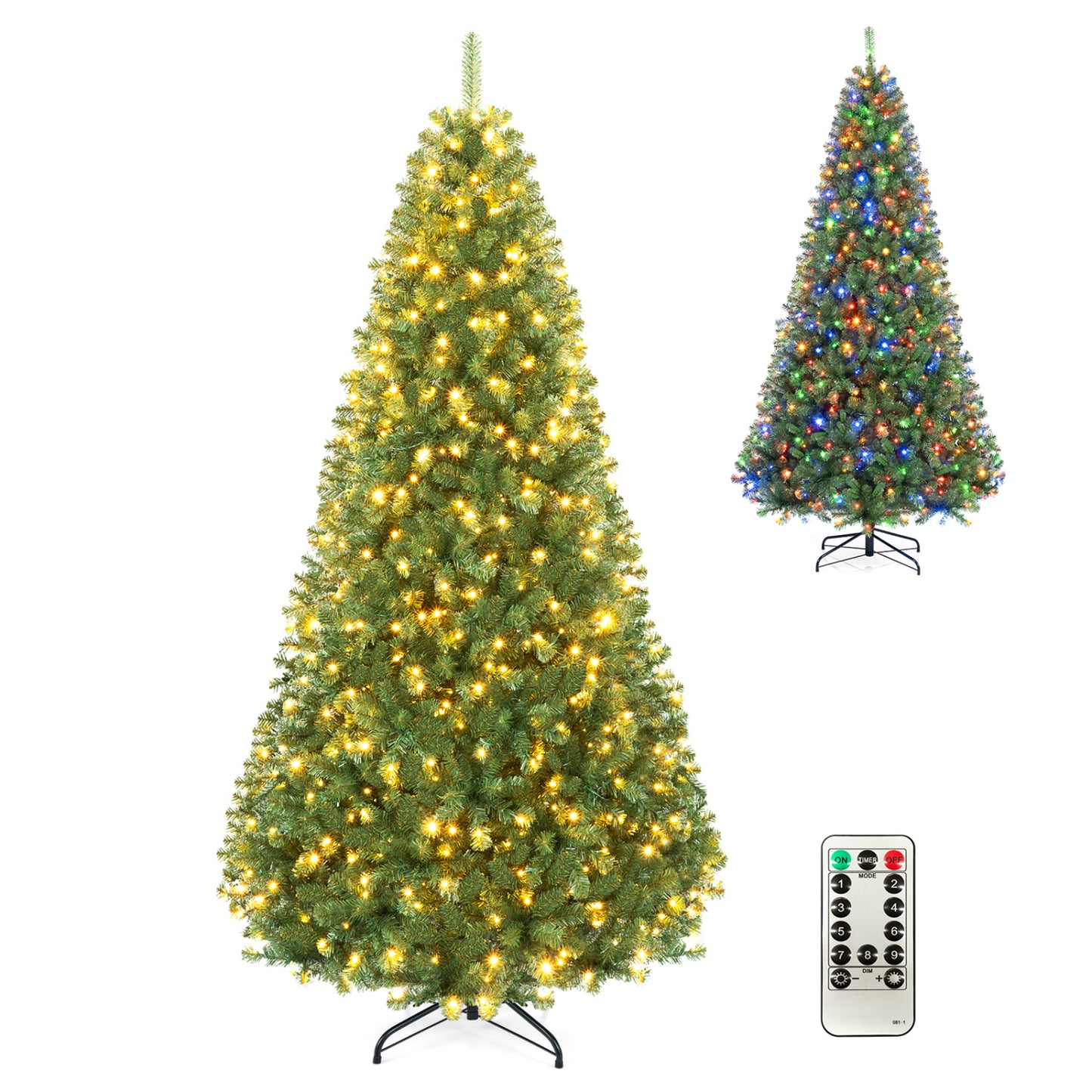 6-8 Ft Pre-Lit Artificial Christmas Tree with Remote Control
