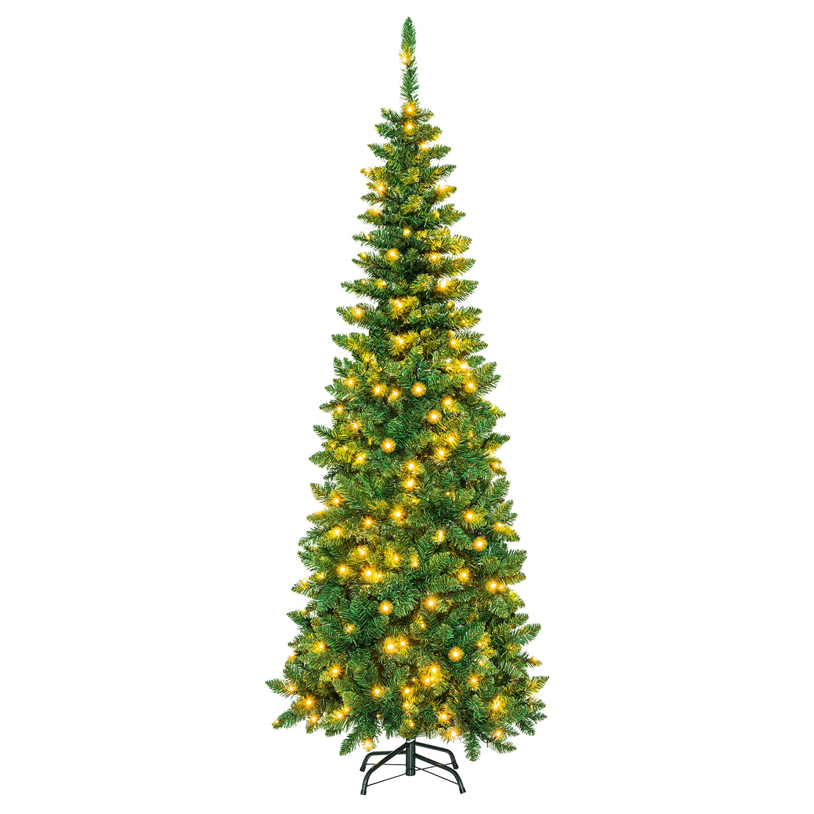 Pre-Lit Hinged Artificial Pencil Christmas Tree-6.5 Feet