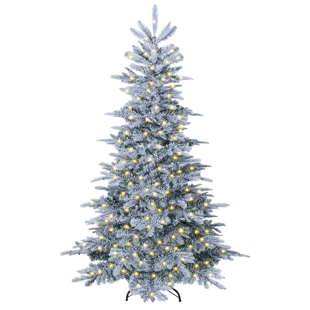 Pre-Lit Snow Flocked Artificial Christmas Tree with Easy-Setup Hinges for Holiday