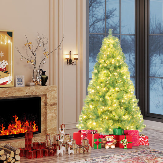 Pre-Lit Tinsel Christmas Tree Artificial Xmas Tree Home Office Party Seasonal Holiday Decoration-S