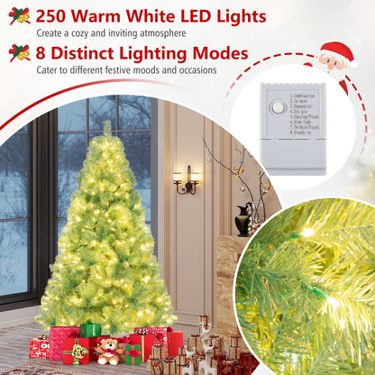 Pre-Lit Tinsel Christmas Tree Artificial Xmas Tree Home Office Party Seasonal Holiday Decoration-S