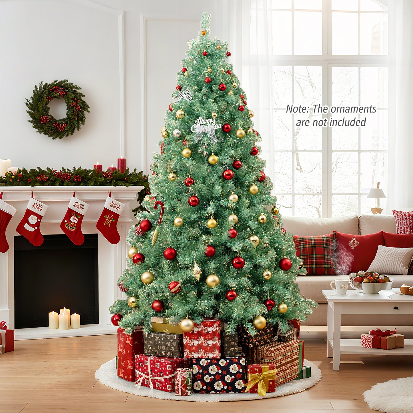 Pre-Lit Tinsel Christmas Tree Artificial Xmas Tree Home Office Party Seasonal Holiday Decoration-M