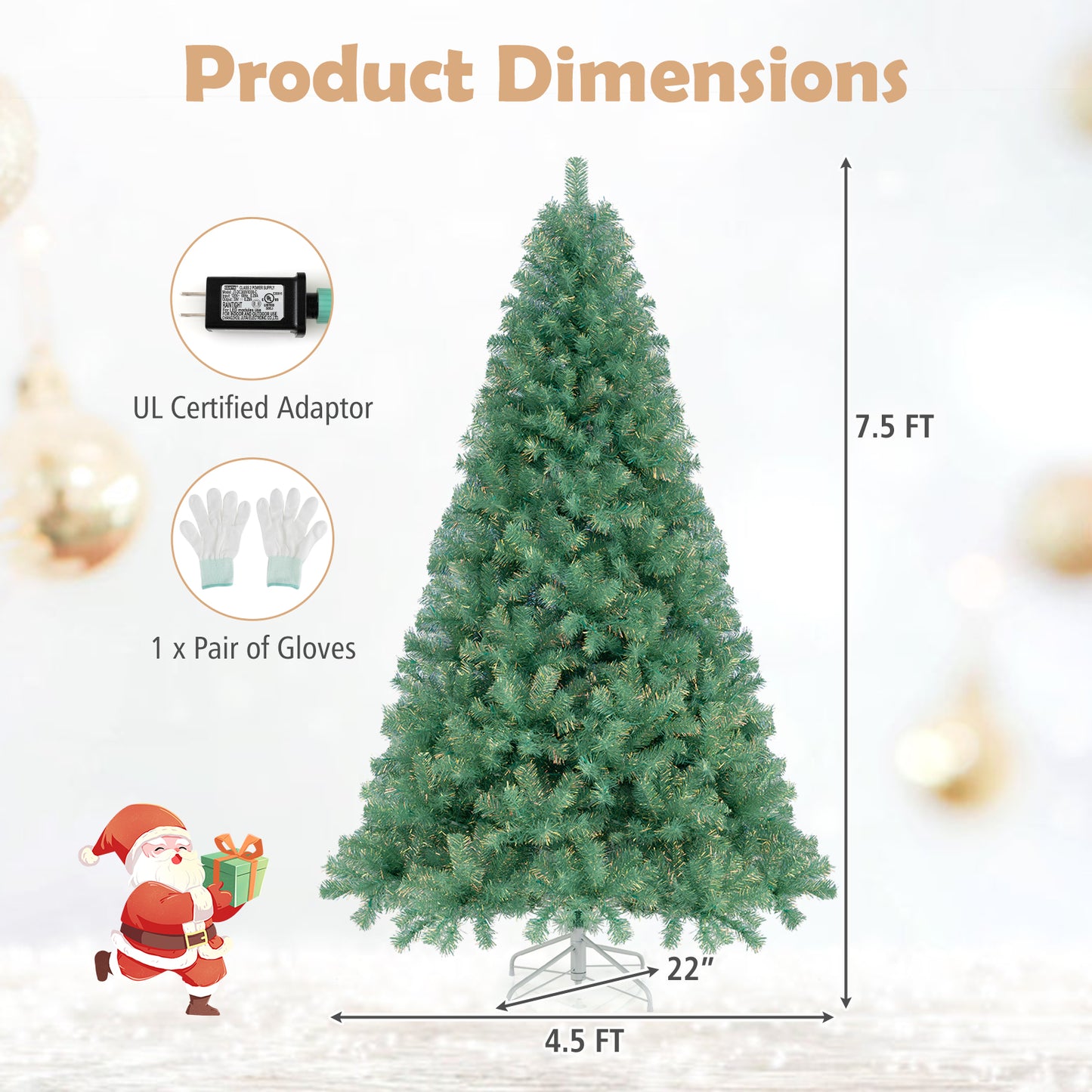 Pre-Lit Tinsel Christmas Tree Artificial Xmas Tree Home Office Party Seasonal Holiday Decoration-M
