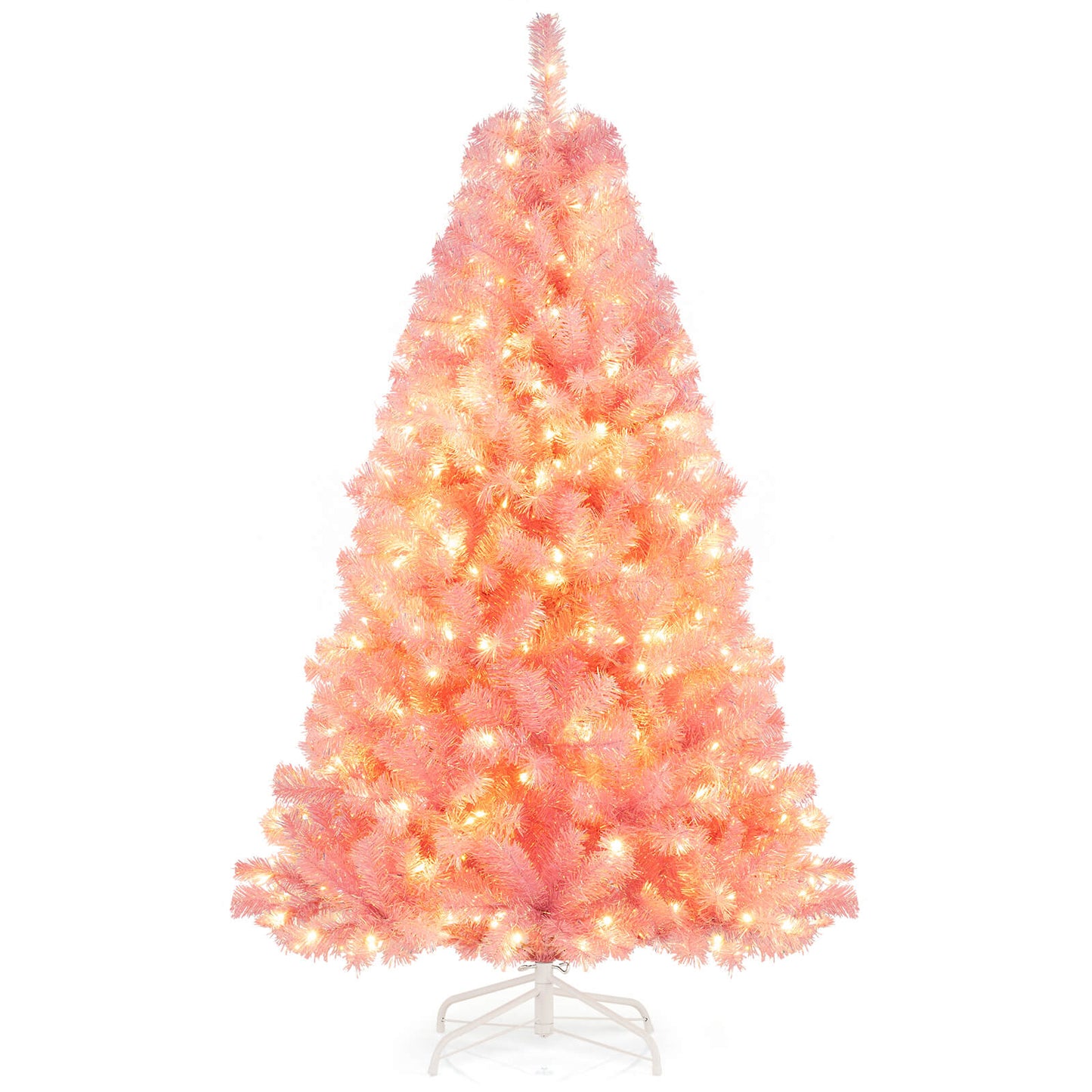 Pre-Lit Tinsel Christmas Tree Artificial Xmas Tree with Lush Branch Tips Holiday Decoration-6ft
