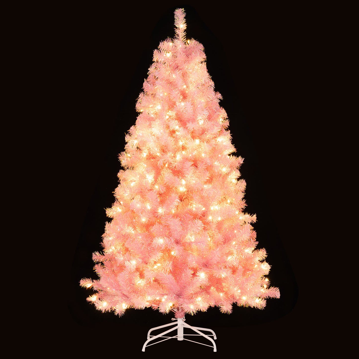 Pre-Lit Tinsel Christmas Tree Artificial Xmas Tree with Lush Branch Tips Holiday Decoration-6ft