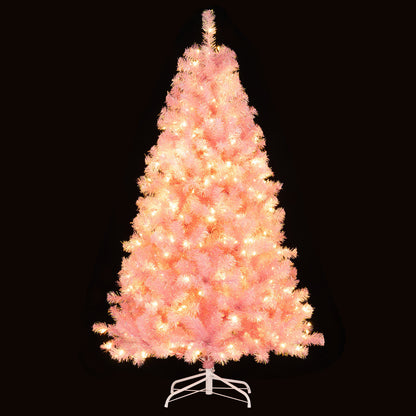Pre-Lit Tinsel Christmas Tree Artificial Xmas Tree with Lush Branch Tips Holiday Decoration-6ft