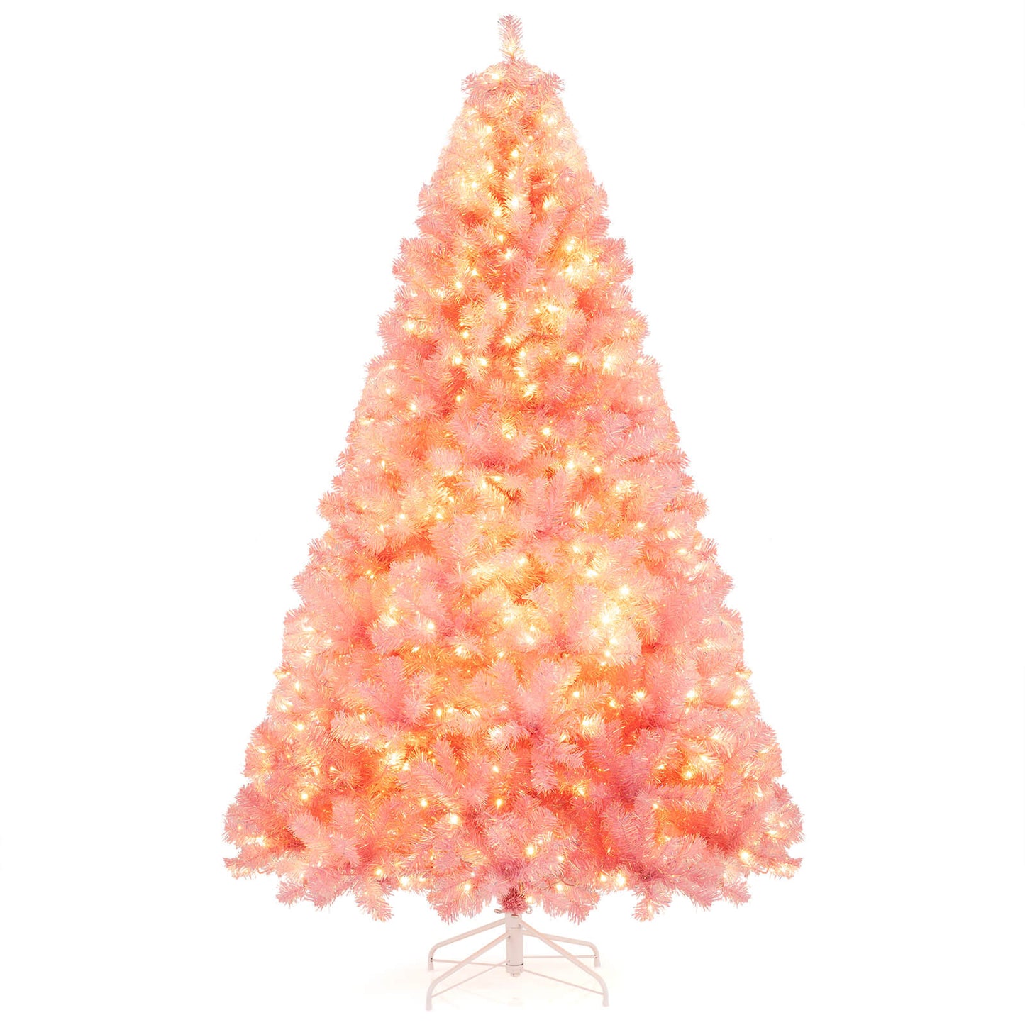 Pre-Lit Tinsel Christmas Tree Artificial Xmas Tree with Lush Branch Tips Holiday Decoration-7.5ft