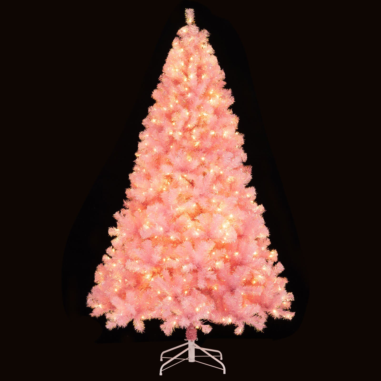 Pre-Lit Tinsel Christmas Tree Artificial Xmas Tree with Lush Branch Tips Holiday Decoration-7.5ft