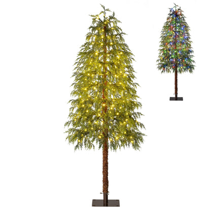 Prelit Artificial Christmas Tree with Warm White and Multicolor LED Lights-6FT