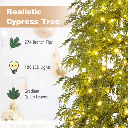 Prelit Artificial Christmas Tree with Warm White and Multicolor LED Lights-6FT