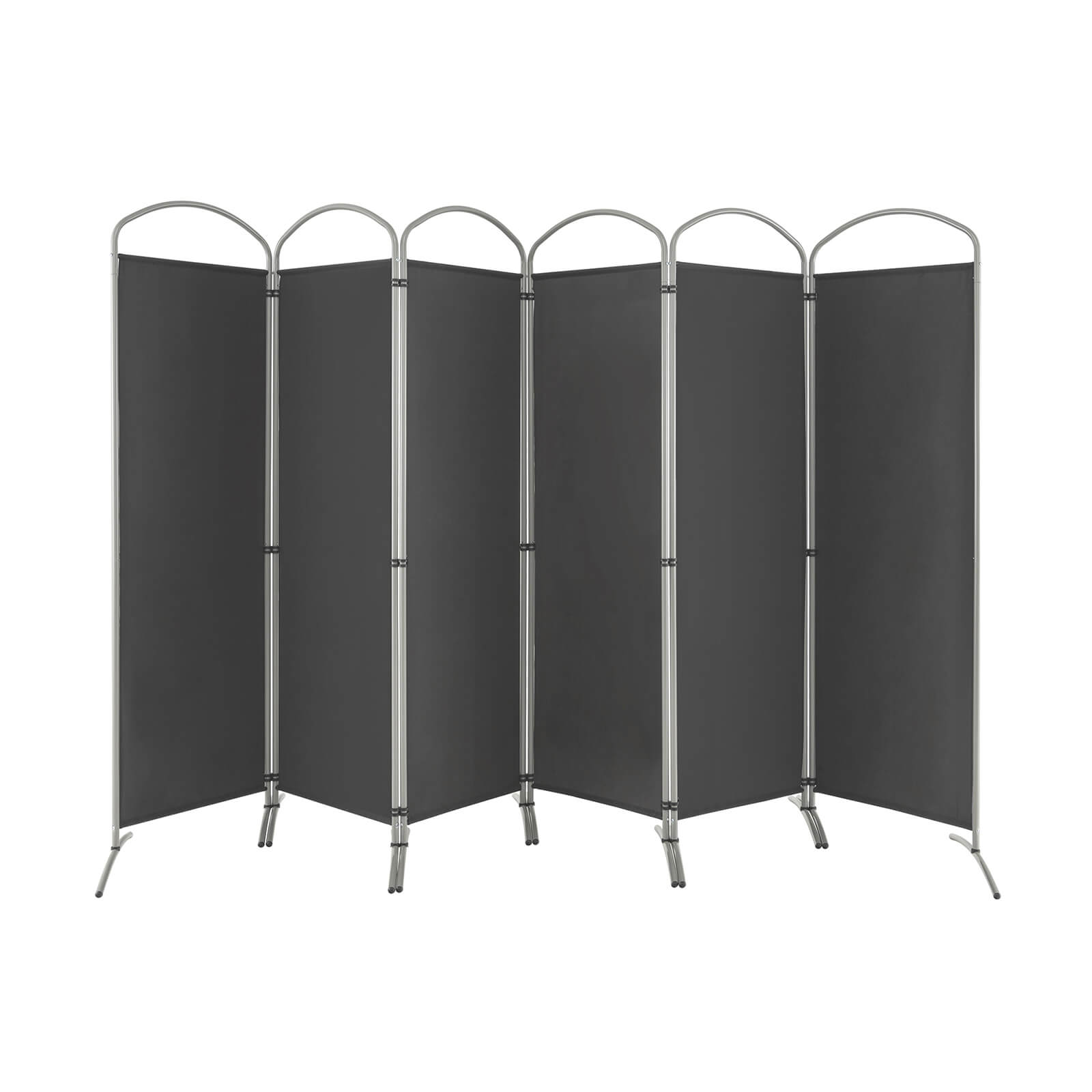 6 Feet 6-Panels Freestanding Folding Privacy Screen-Brown - Gray
