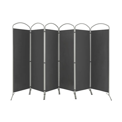 6 Feet 6-Panels Freestanding Folding Privacy Screen-Brown - Gray