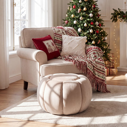 Pumpkin Ottoman with Hidden Storage and Removable Lid