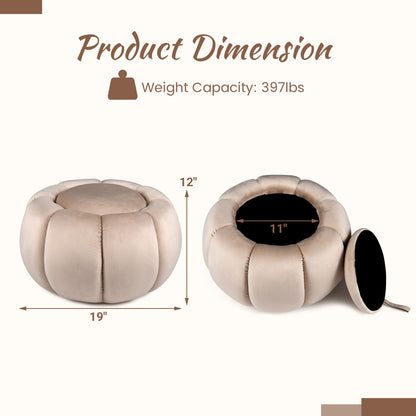 Pumpkin Ottoman with Hidden Storage and Removable Lid