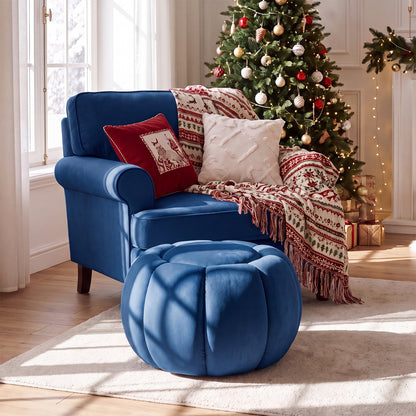 Pumpkin Ottoman with Hidden Storage and Removable Lid
