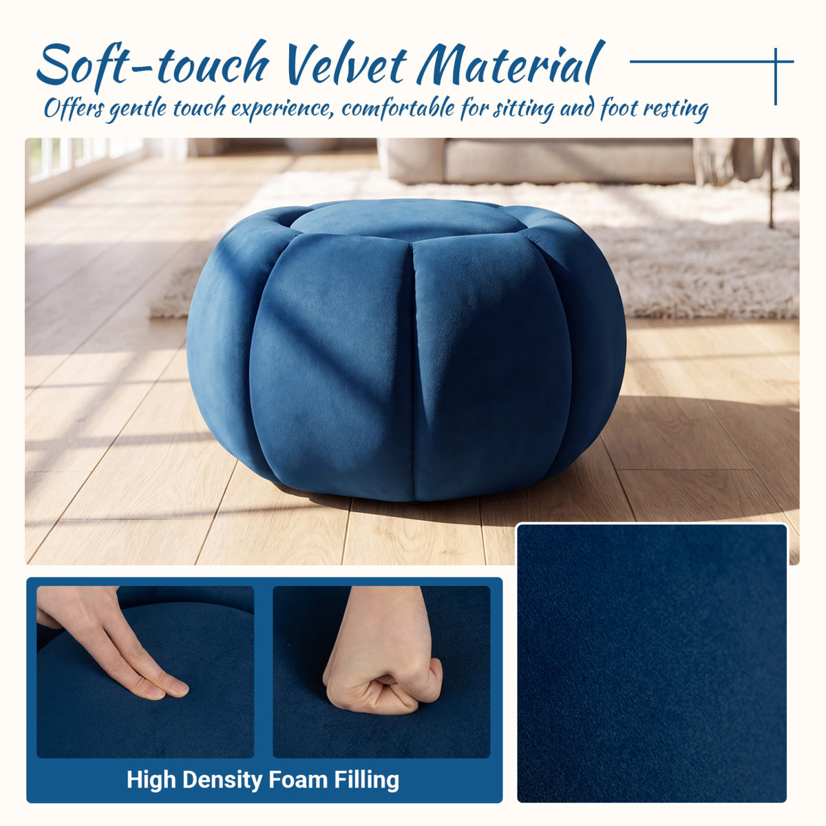 Pumpkin Ottoman with Hidden Storage and Removable Lid