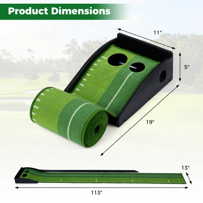 Putting Green Indoor Golf Putting Mat with Auto Ball Return 3 Putting Practice Balls