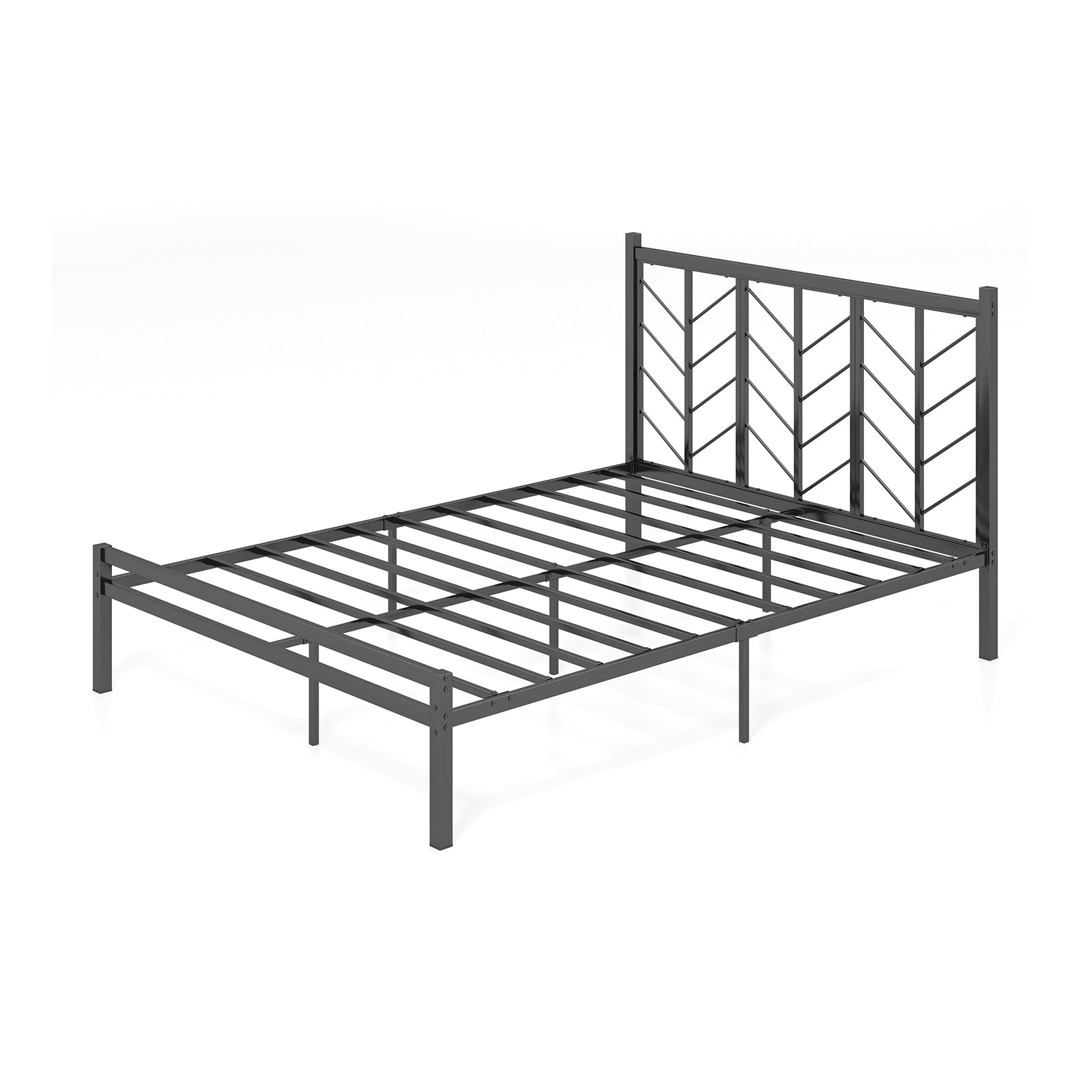 Queen Size Platform Bed with Headboard and Metal Frame-Queen Size - Queen Size