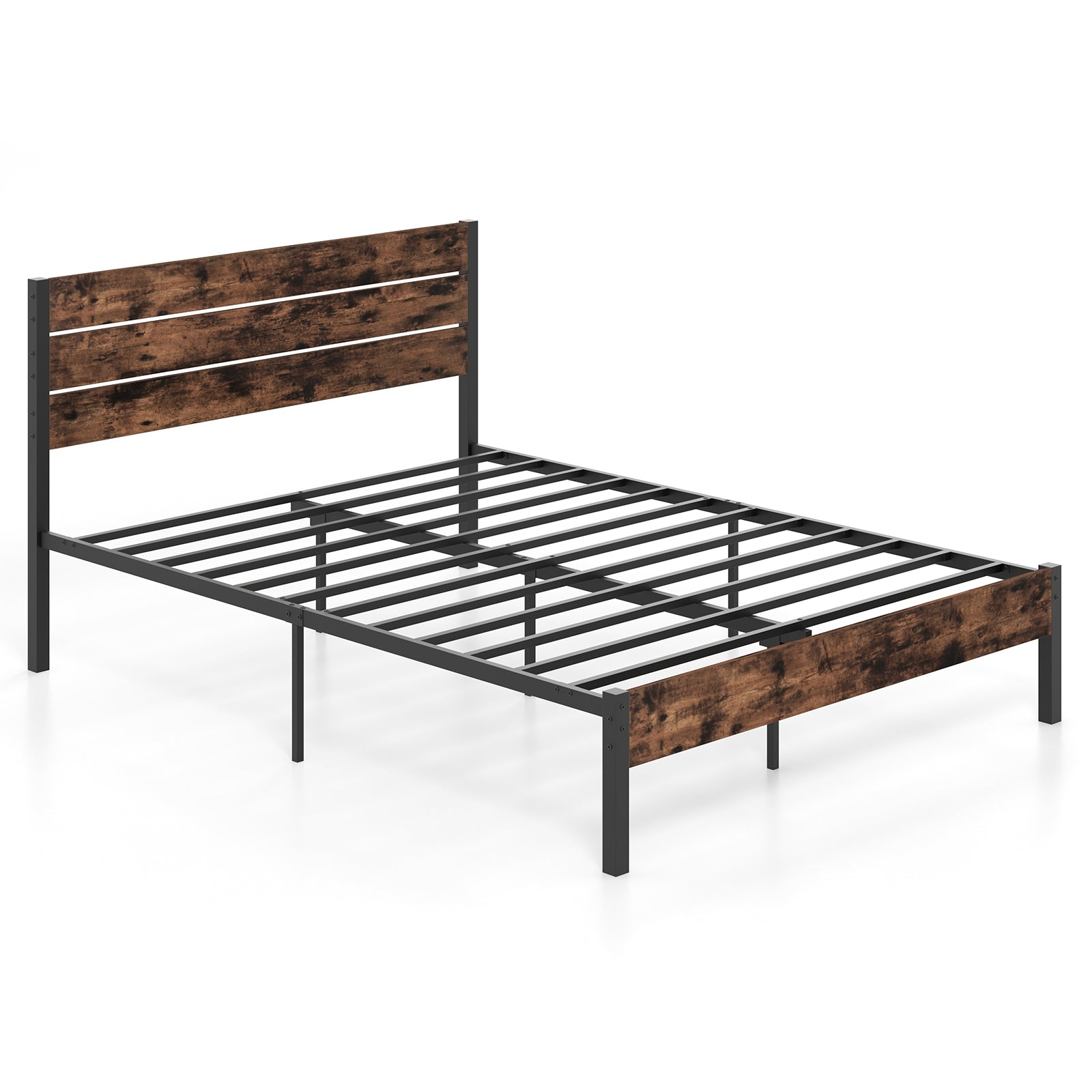 Full/King/Queen/Twin Size Bed Frame with High Headboard and Mute Bar-King Size - Queen Size
