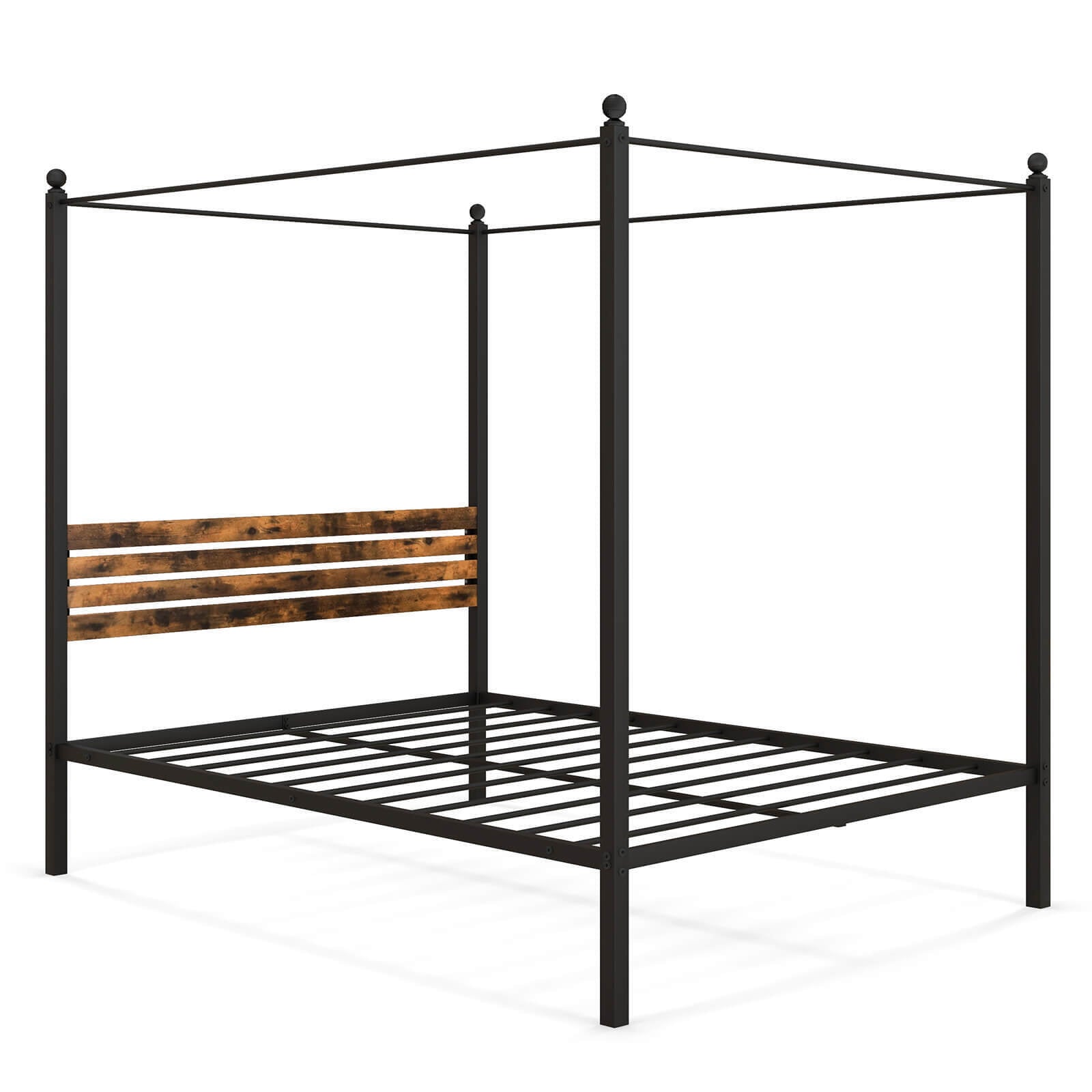 Queen Size Canopy Bed Frame with Under Bed Storage-Queen Size - Queen Size