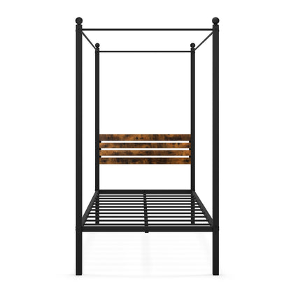 Queen Size Canopy Bed Frame with Under Bed Storage