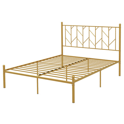 Twin/Full Size Metal Platform Bed Frame with Vintage Headboard-Queen Size