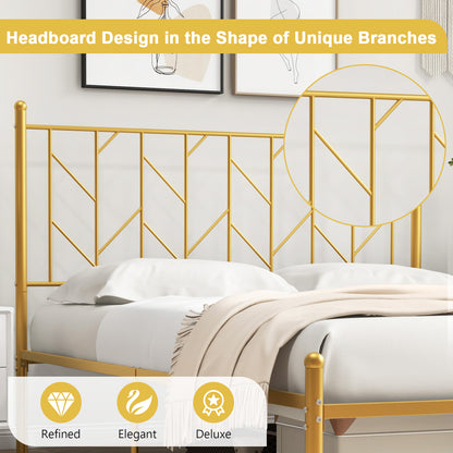 Twin/Full Size Metal Platform Bed Frame with Vintage Headboard-Queen Size