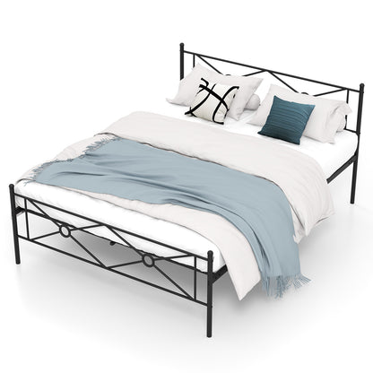 Full/Queen Size Metal Platform Bed Frame with Headboard and Footboard-Full Size - Queen Size