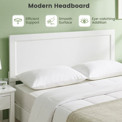 Queen Size Platform Bed Frame with Headboard - White