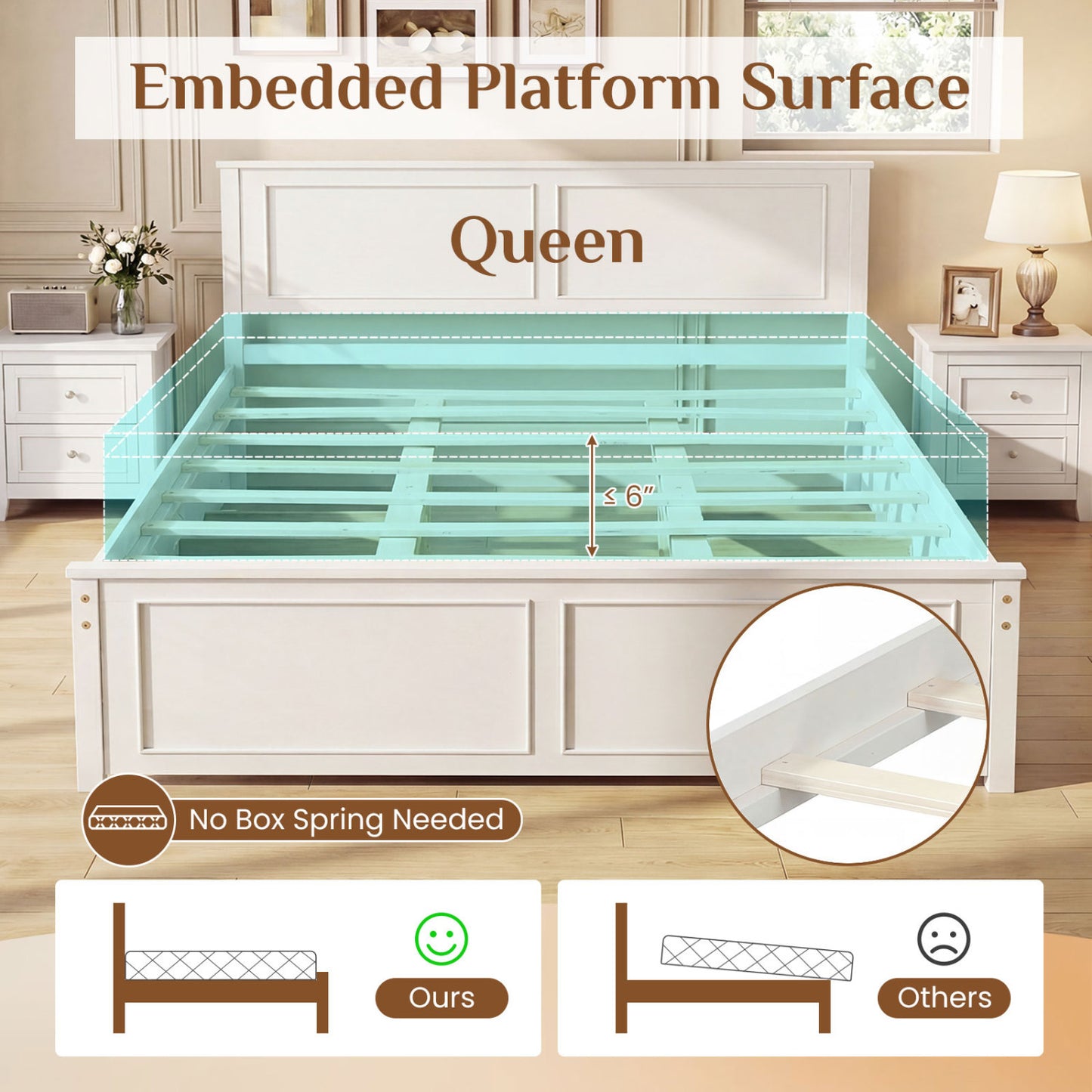 Twin Size Platform Bed Frame with Headboard