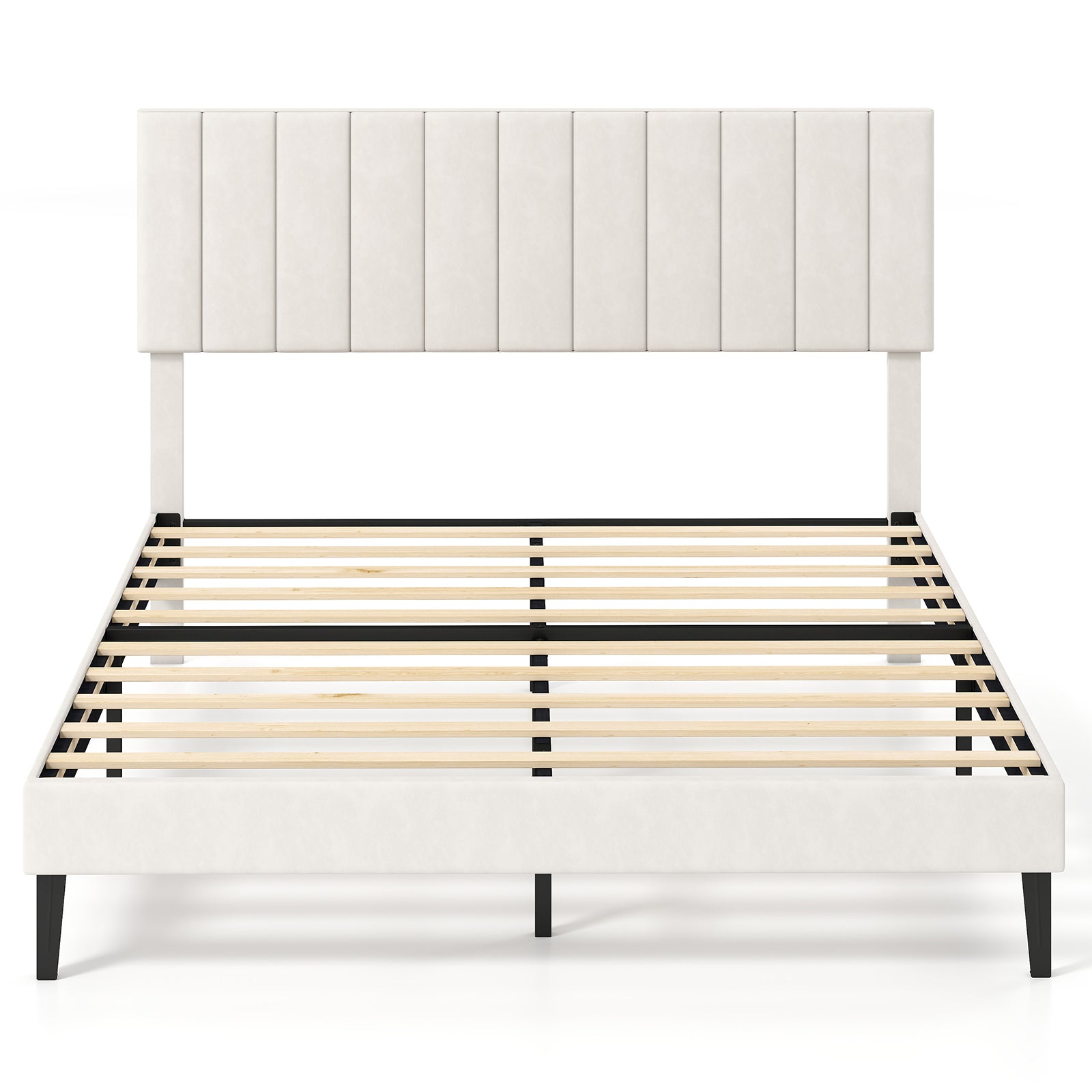Queen Size Velvet Upholstered Platform Bed Frame