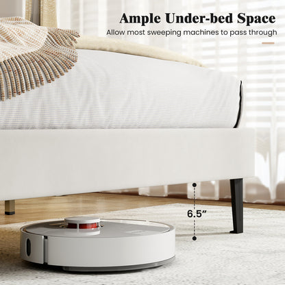 Queen Size Velvet Upholstered Platform Bed Frame