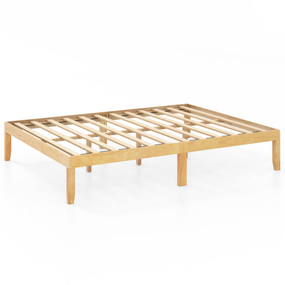 Queen Size Wood Bed Frame with Wooden Slats Support and Rubber Wood Legs-Natural - Natural