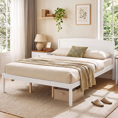 Queen Platform Bed Frame with Curved Headboard - Walnut