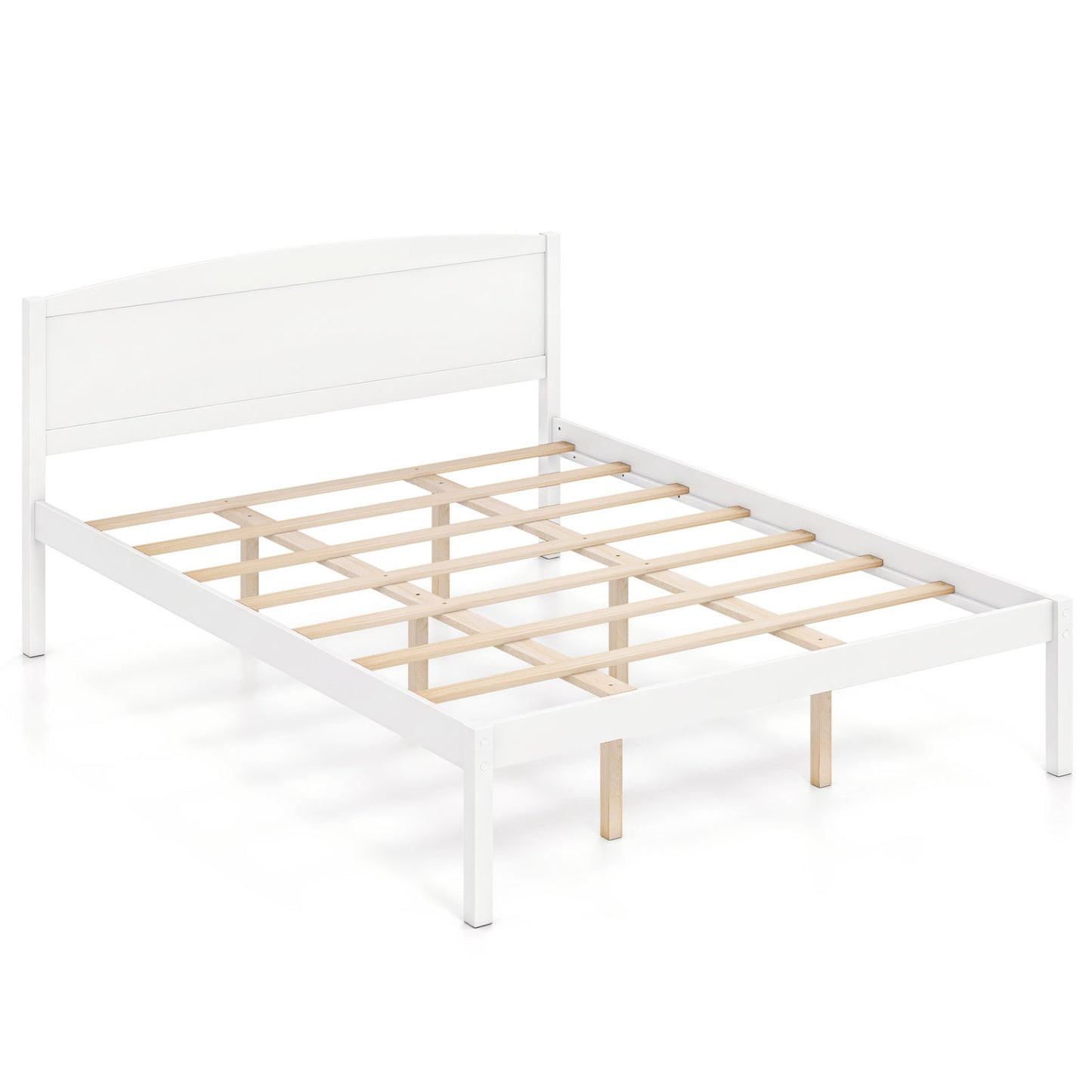 Queen Platform Bed Frame with Curved Headboard - Walnut
