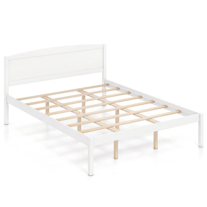 Queen Platform Bed Frame with Curved Headboard - Walnut