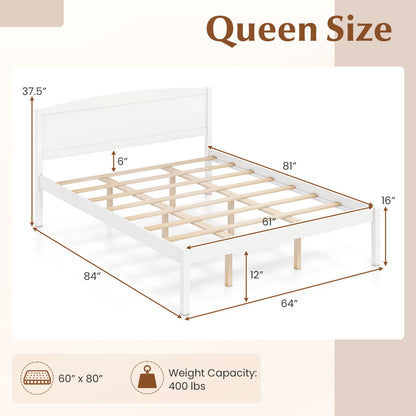 Queen Platform Bed Frame with Curved Headboard - Walnut