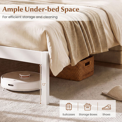 Queen Platform Bed Frame with Curved Headboard - Walnut