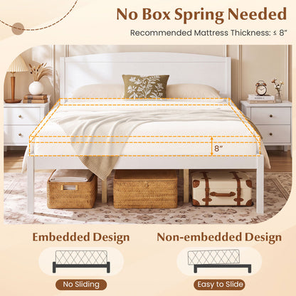 Queen Platform Bed Frame with Curved Headboard - Walnut