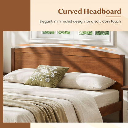 Queen Platform Bed Frame with Curved Headboard - Walnut