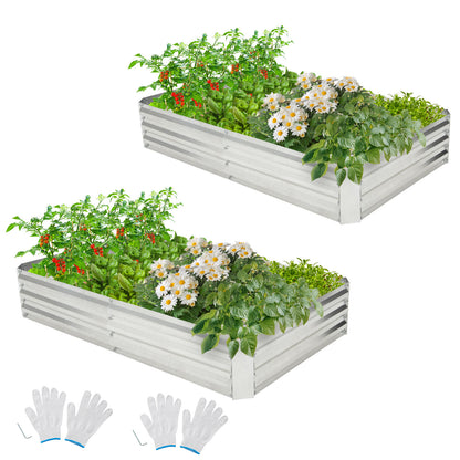 Metal Galvanized Raised Garden Bed with Open-Ended Base