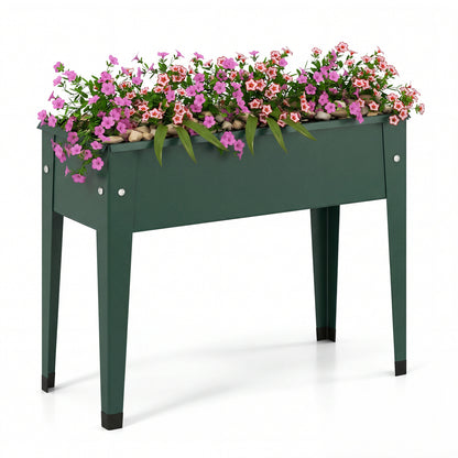 Raised Garden Bed Elevated Metal Gardening Box with Legs-Green