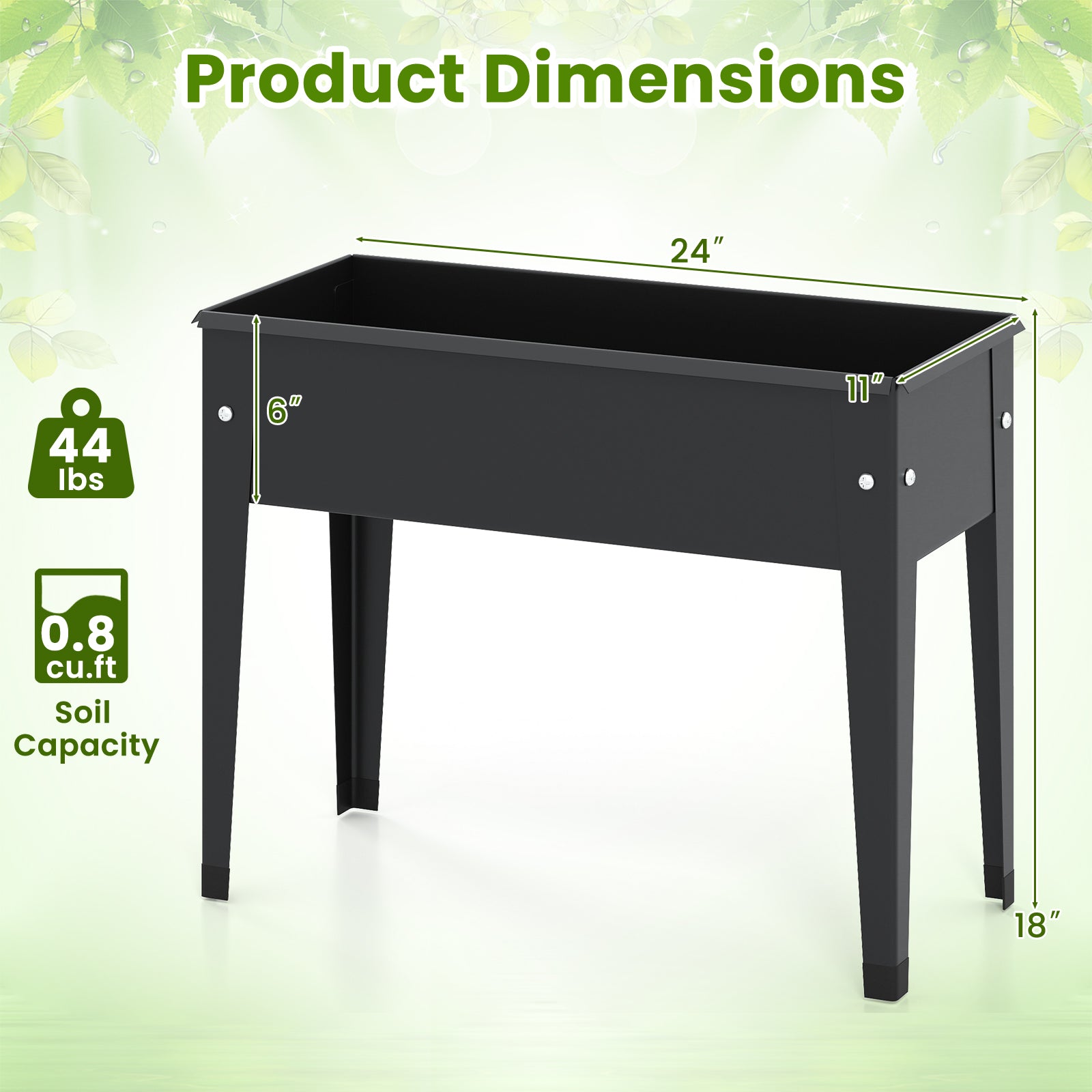 Raised Garden Bed Elevated Metal Planter Box with Legs Drainage Holes-S